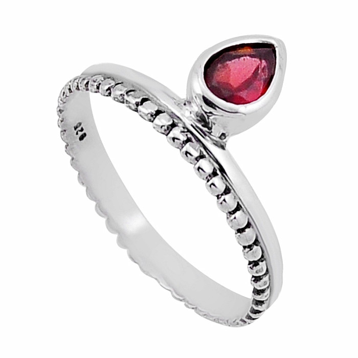 Granát broušený prsten stříbro Ag 925 49447 - 56 mm , 1,3 g