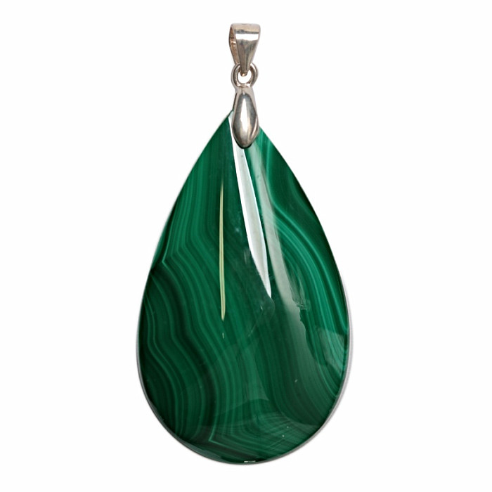 Malachit přívěsek stříbro Ag 925 č. 5 - 4,1 cm, 16,4 g