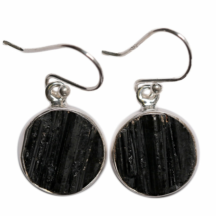 Turmalín skoryl náušnice stříbro Ag 925 E503 - 1,2 cm, 6,2 g