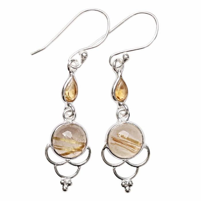 Designové náušnice sagenit křišťál s rutilem stříbro Ag 925 E504 - 2,8 cm, 2,9 g