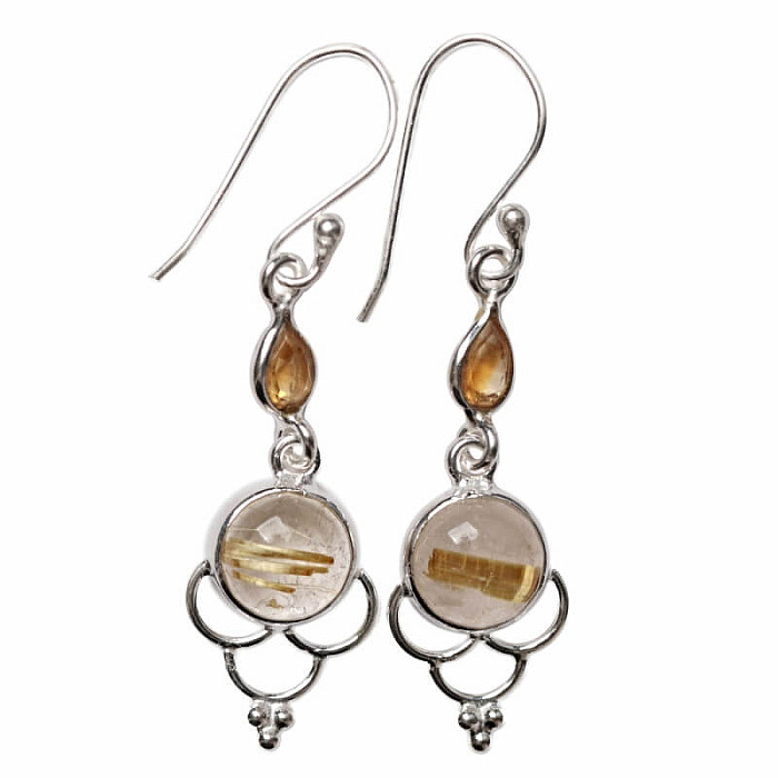 Designové náušnice sagenit křišťál s rutilem stříbro Ag 925 E507 - 2,8 cm, 2,9 g