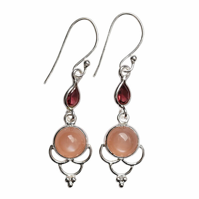 Designové náušnice měsíční kámen stříbro Ag 925 E509 - 2,7 cm, 2,9 g