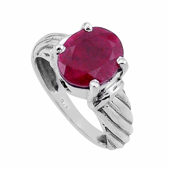 Rubín indický - upravený prsten stříbro Ag 925 50964 - 55 mm , 4,1 g