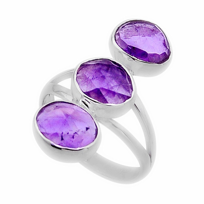 Ametyst broušený prsten stříbro Ag 925 51210 - 57 mm , 4,5 g