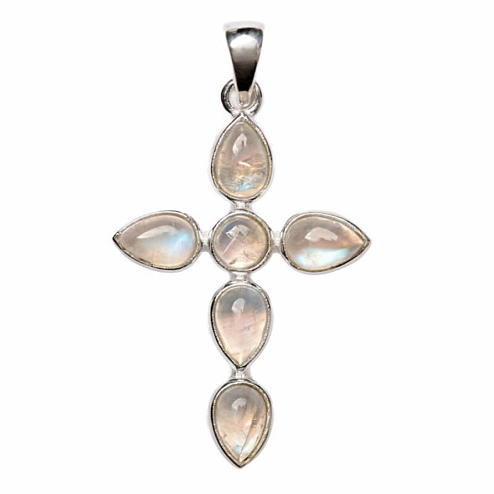 Designový přívěsek měsíční kámen duhový stříbro Ag 925 P516 - 2,7 cm, 2 g