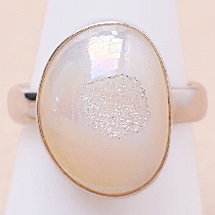 Levně Achát drúzička andělská aura prsten stříbro Ag 925 R543 - 60 mm (US 9,5), 6,2 g