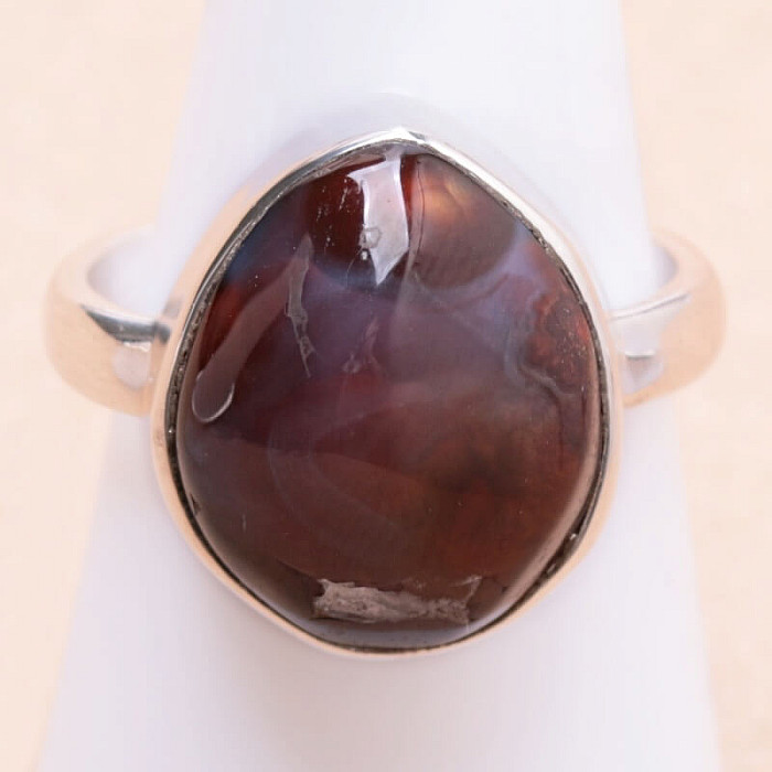 Levně Achát mexický ohnivý prsten stříbro Ag 925 R550 - 60 mm (US 9,5), 7,3 g