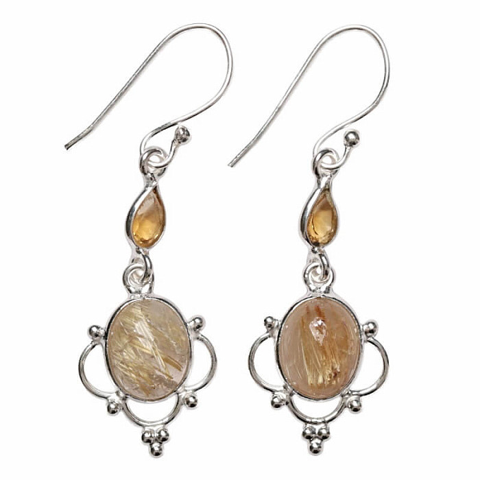 Designové náušnice sagenit křišťál s rutilem stříbro Ag 925 E563 - 2,7 cm, 3,6 g