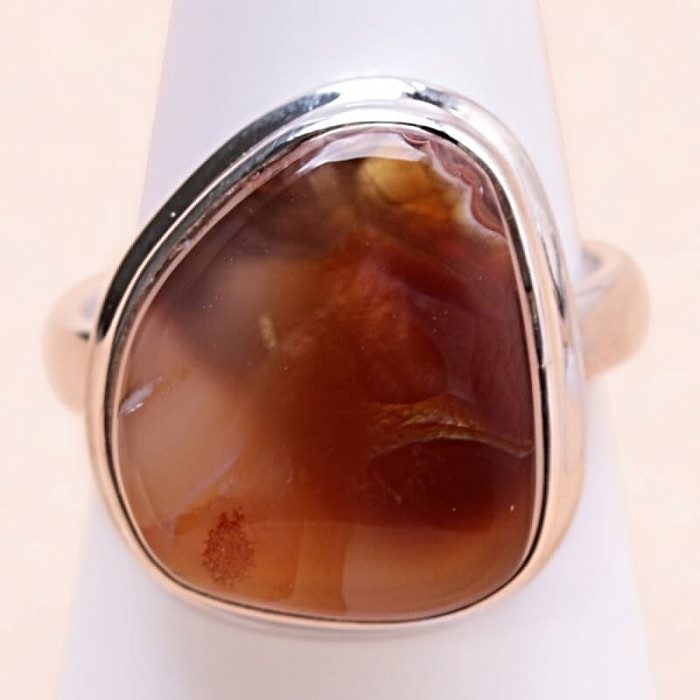 Levně Achát mexický ohnivý prsten stříbro Ag 925 R569 - 57 mm (US 8), 7,2 g