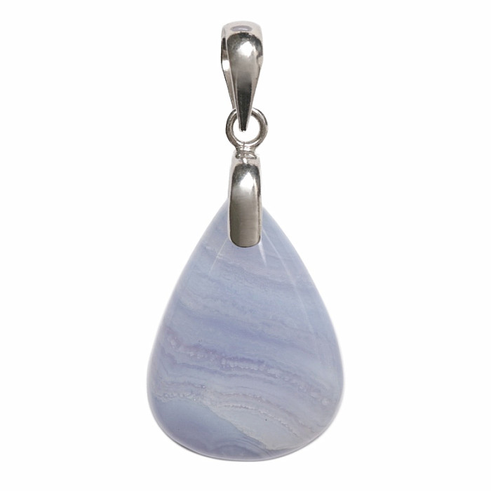 Achát krajkový modrý přívěsek stříbro Ag 925 č. 6 - 2,6 cm, 5,4 g