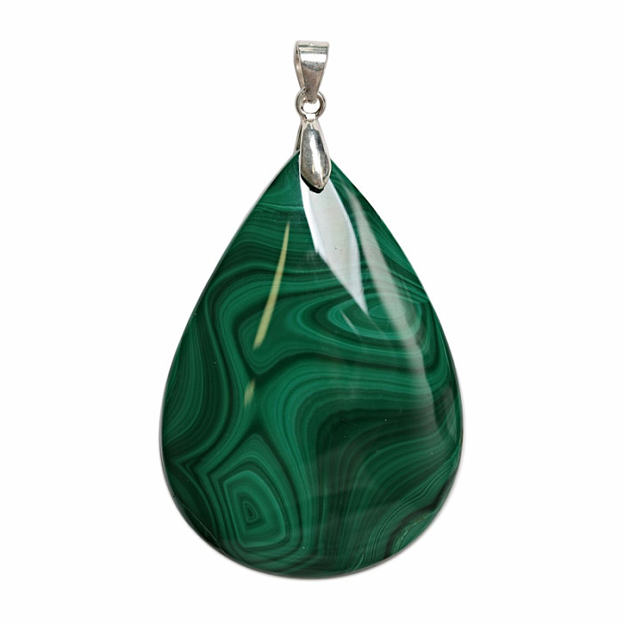 Malachit přívěsek stříbro Ag 925 č. 6 - 4,3 cm, 20,1 g