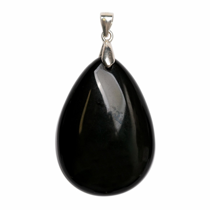 Obsidián černý nebeské oko přívěsek stříbro Ag 925 č. 6 - 3,5 cm, 13,2 g