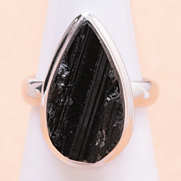 Levně Turmalín skoryl prsten stříbro Ag 925 LOT60 - 51 mm (US 5,5), 6,3 g