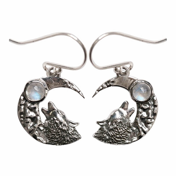 Designové náušnice měsíční kámen duhový stříbro Ag 925 E634 - 1,4 cm, 3 g