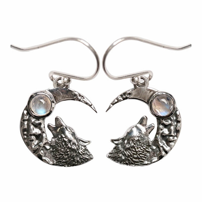 Designové náušnice měsíční kámen duhový stříbro Ag 925 E636 - 1,5 cm, 2,9 g