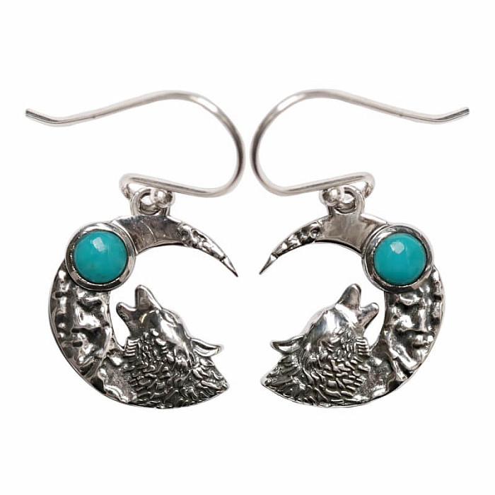 Designové náušnice s modrým tyrkysem stříbro  Ag 925 E642 - 1,5 cm, 3 g