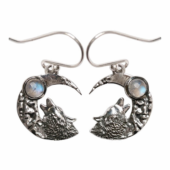 Designové náušnice měsíční kámen duhový stříbro Ag 925 E645 - 1,5 cm, 3 g