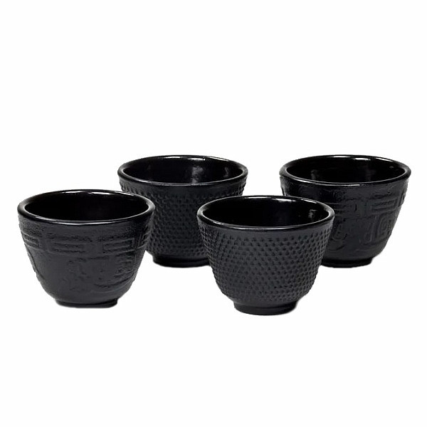Sada čtyř litinových hrnků na čaj Tetsubin - 4 x cca 4,6 x 6,5 cm
