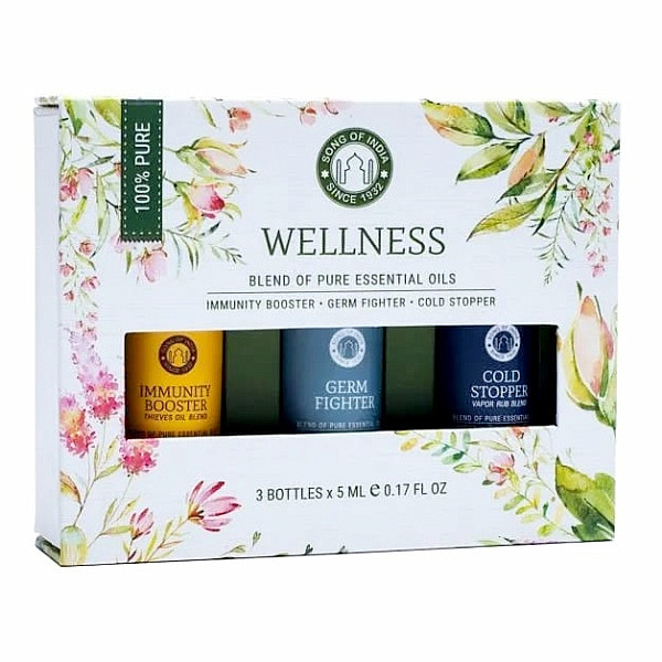Levně Song of India Sada 3 lahviček směsí esenciálních olejů pro aromaterapii Wellness - 3 x 5 ml