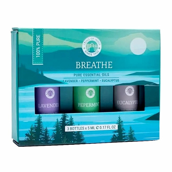 Levně Song of India Sada 3 lahviček esenciálních olejů pro aromaterapii Breathe - 3 x 5 ml