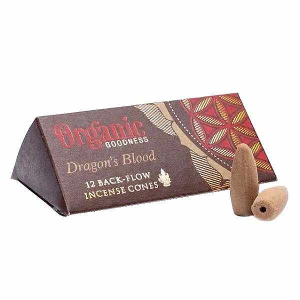 Levně Vonné kužely pro tekoucí dým Organic Goodness Dragons blood Backflow Cones - 12 ks