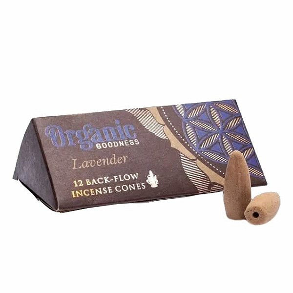 Levně Vonné kužely pro tekoucí dým Organic Goodness Lavender Backflow Cones - 12 ks
