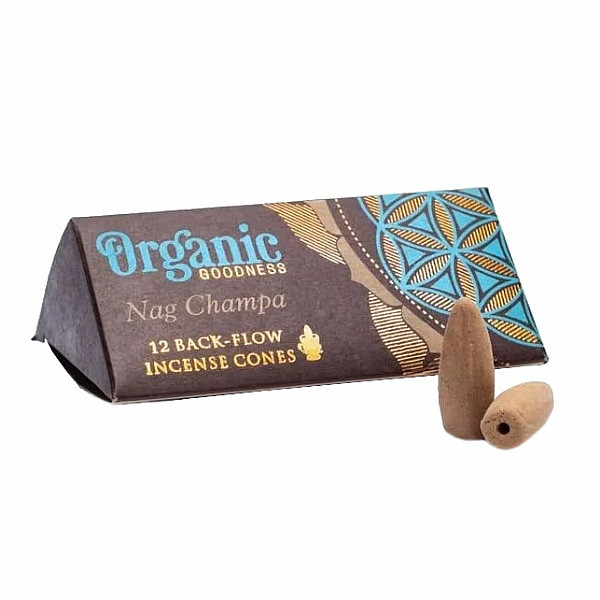 Levně Vonné kužely pro tekoucí dým Organic Goodness Nag Champa Backflow Cones - 12 ks