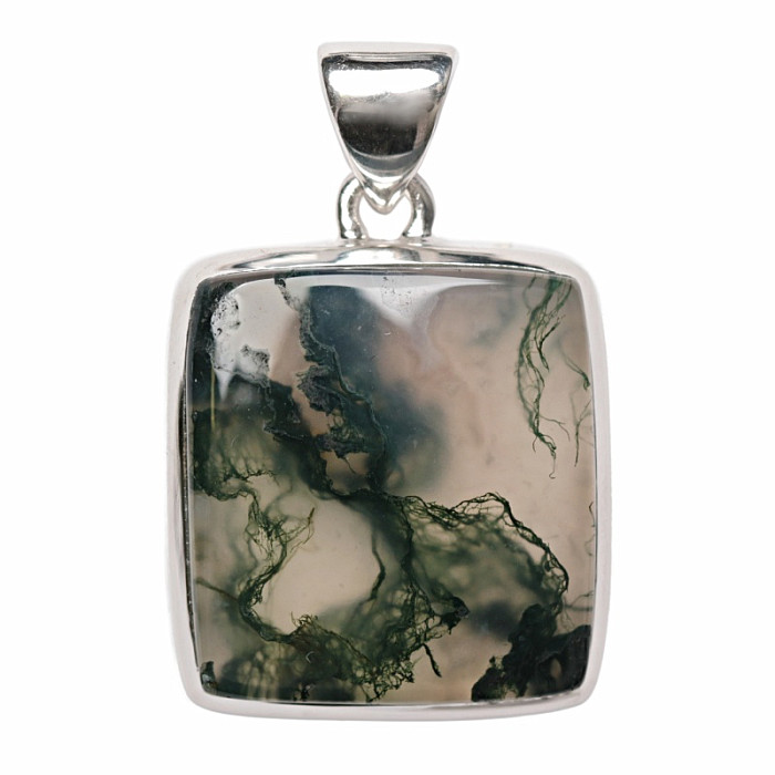 Achát mechový přívěsek stříbro Ag 925 P66 - 2,2 cm, 6,9 g