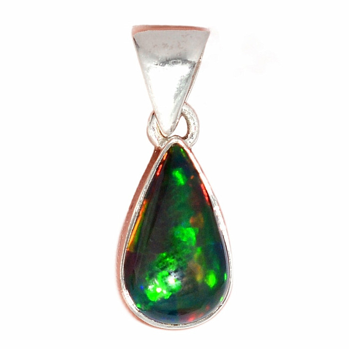 Opál černý etiopský přívěsek stříbro Ag 925 P696 - 1,4 cm, 1,4 g