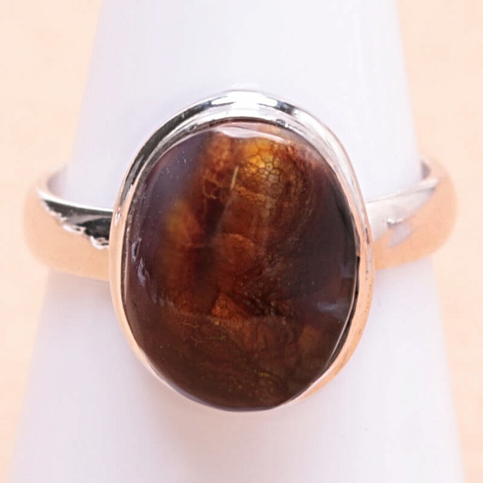 Levně Achát mexický ohnivý prsten stříbro Ag 925 LOT7 - 54 mm (US 7), 4,7 g