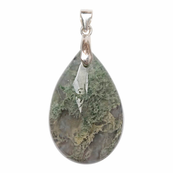 Achát mechový přívěsek stříbro Ag 925 č. 7 - 2,4 cm, 4,2 g