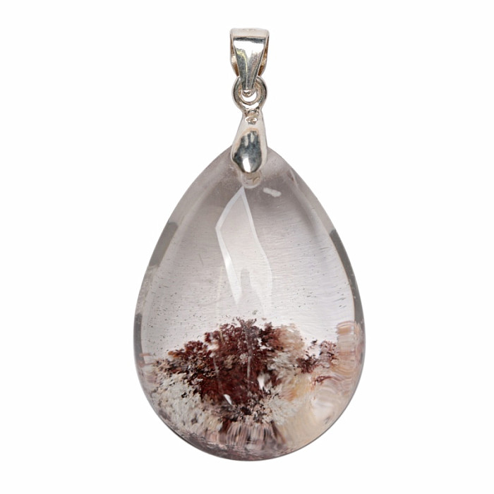 Lodolit - křišťál s inkluzemi přívěsek stříbro Ag 925 č. 7 - 2,7 cm, 9,8 g