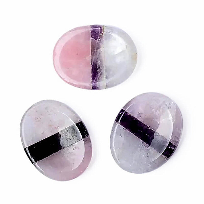 Ametyst, křišťál, růženín masážní hmatka - cca 1 x 3 x 4 cm