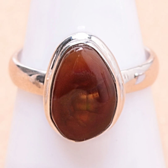Levně Achát mexický ohnivý prsten stříbro Ag 925 LOT8 - 55 mm (US 7,5), 4,1 g