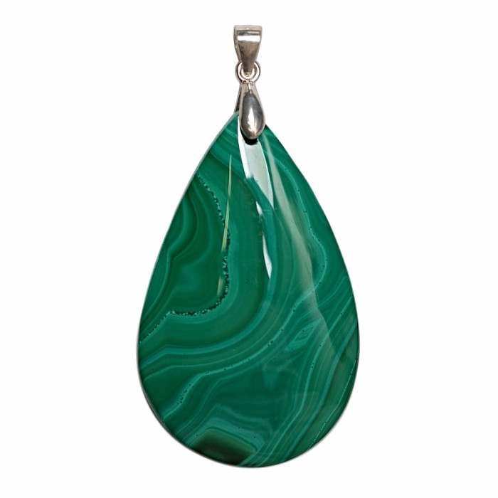 Malachit přívěsek stříbro Ag 925 č. 8 - 4,4 cm, 21,4 g