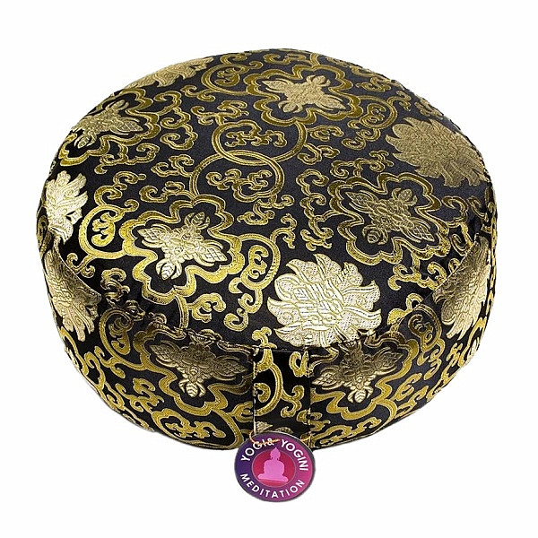 Levně Meditační polštář zlatočerný Lotos - cca 33 x 17 cm