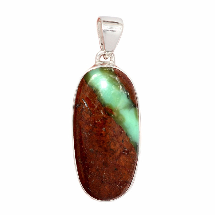 Chryzopras boulder přívěsek stříbro Ag 925 P837 - 3 cm, 5,8 g