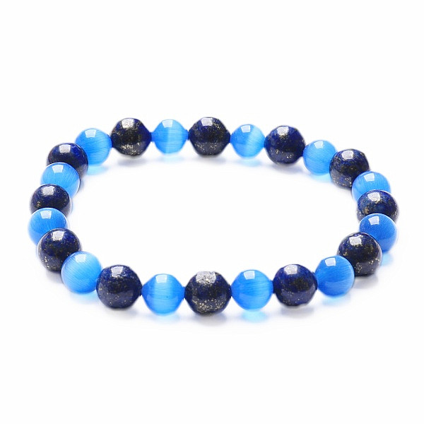 Levně Lapis lazuli s modrým ulexitem korálkový náramek - obvod 16 až 21 cm