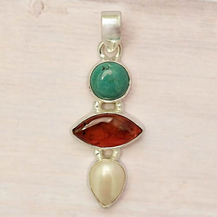 Jantar přívěsek stříbro Ag 925 86367 - 3 cm, 3,9 g