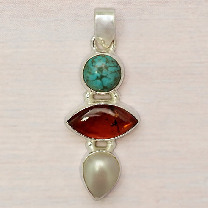 Jantar přívěsek stříbro Ag 925 86369 - 2,9 cm, 4 g