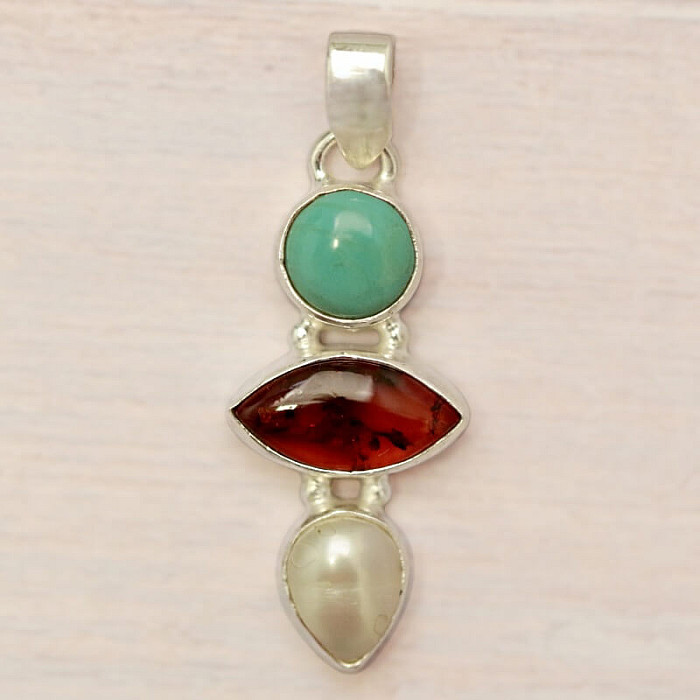 Jantar přívěsek stříbro Ag 925 86376 - 2,9 cm,4 g