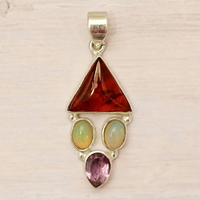 Jantar přívěsek stříbro Ag 925 86430 - 2,7 cm, 2,9 g