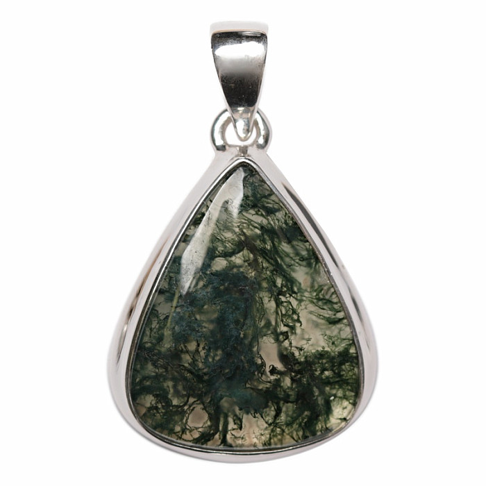 Achát mechový přívěsek stříbro Ag 925 P9 - 2,6 cm, 6,1 g