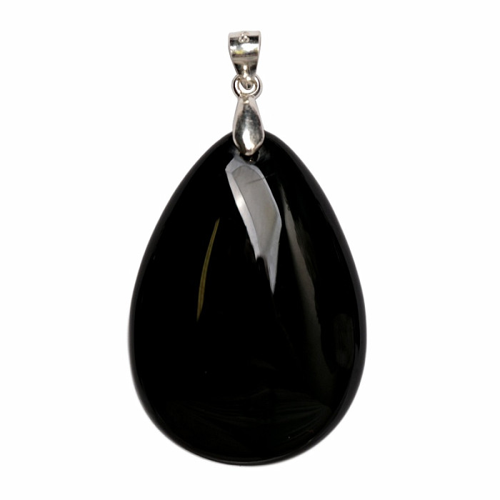 Obsidián černý nebeské oko přívěsek stříbro Ag 925 č. 9 - 3,1 cm, 3,4 g