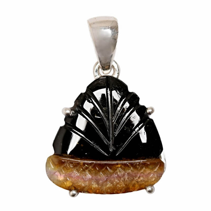 Turmalín melounový vyřezávaný přívěsek stříbro Ag 925 P9 - 1,6 cm, 2,25 g