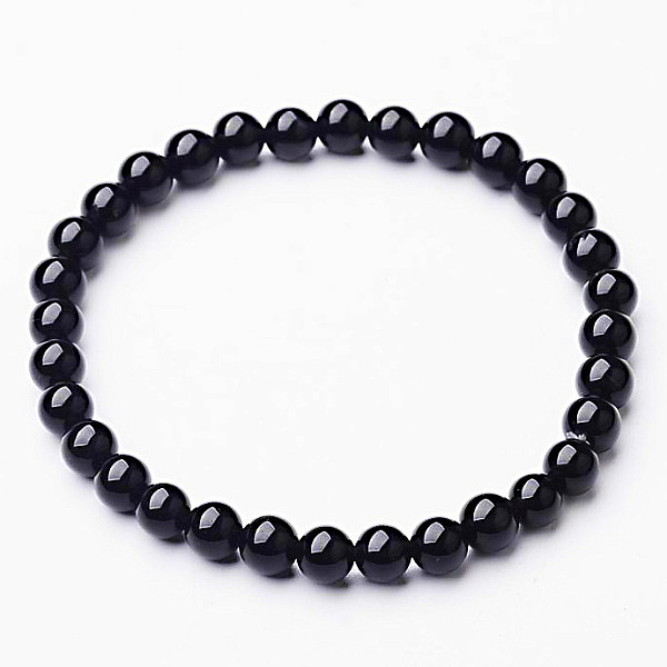 Levně Onyx náramek korálkový - obvod cca 16 až 22 cm