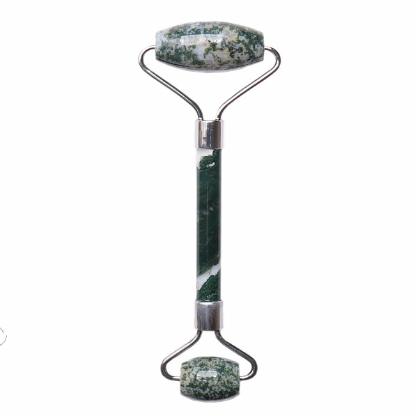 Achát mechový masážní váleček barva stříbra - délka cca 14,5 cm