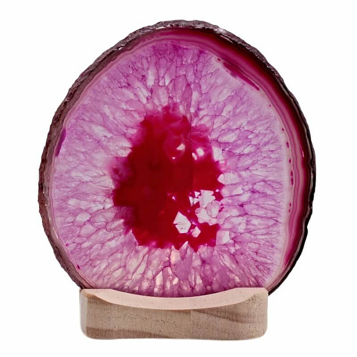 Achát růžový svícen plátek - cca 8 - 10 cm