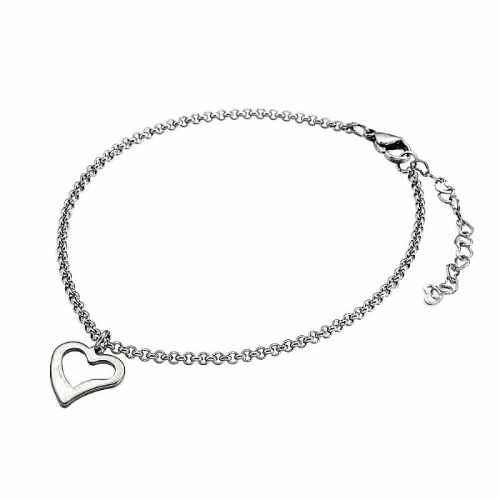 Náramek na nohu nerez ocel Srdíčko - obvod cca 23 cm