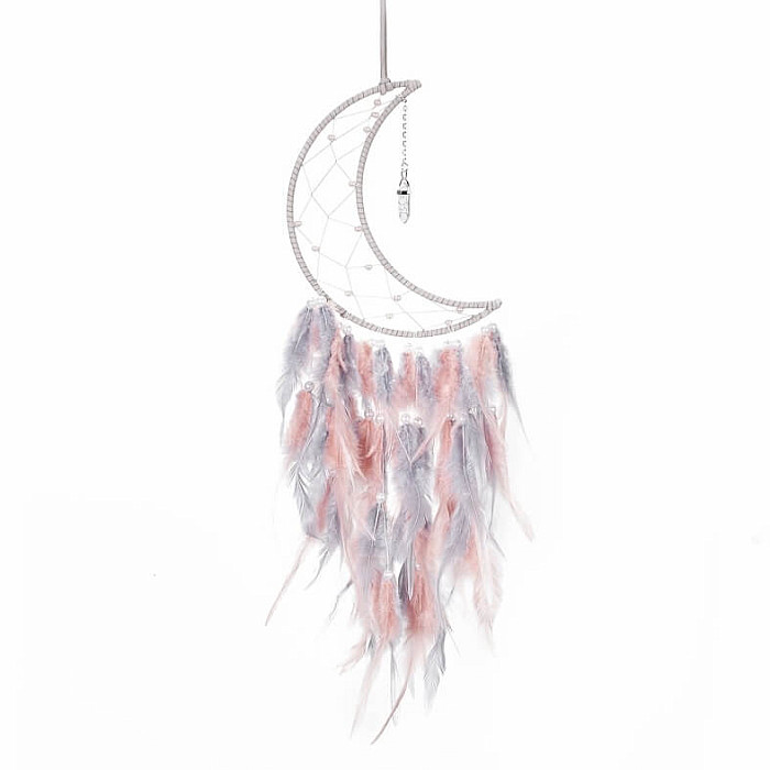 Lapač snů Měsíc šedorůžový - cca 55 cm